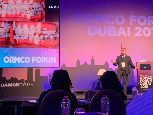 Dr. Firas Hamzeh speaking at the ORMCO Forum in Dubai 2018